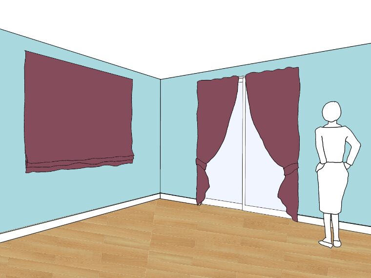 水色の壁紙・部屋に合うカーテンの色