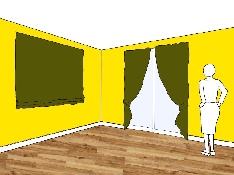 黄色の壁紙･部屋に合うカーテンの色