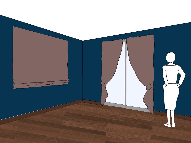 ネイビーの壁紙や部屋に合うカーテンの色