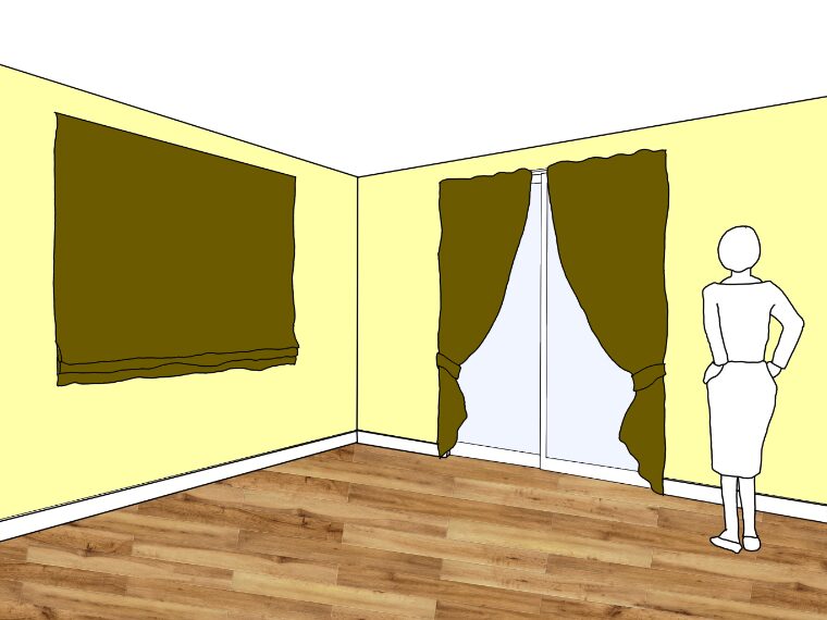 黄色の壁紙・部屋に合うカーテンの色