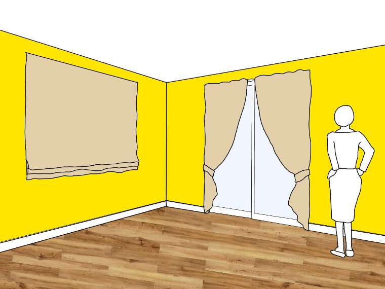 黄色の壁紙･部屋に合うカーテンの色