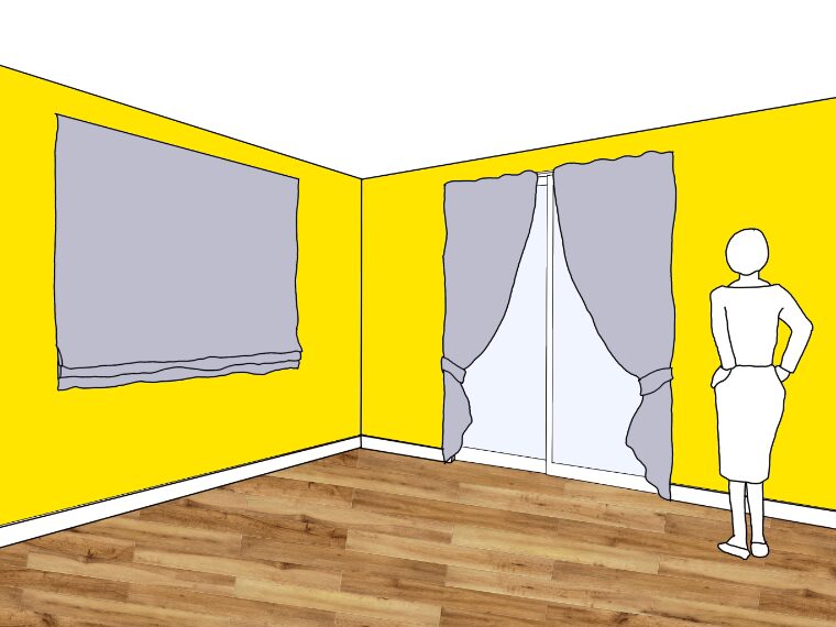 黄色の壁紙･部屋に合うカーテンの色