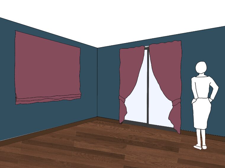 ブルーグレーの壁紙や部屋に合うカーテンの色