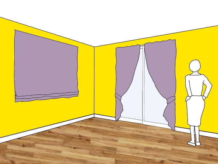 黄色の壁紙･部屋に合うカーテンの色