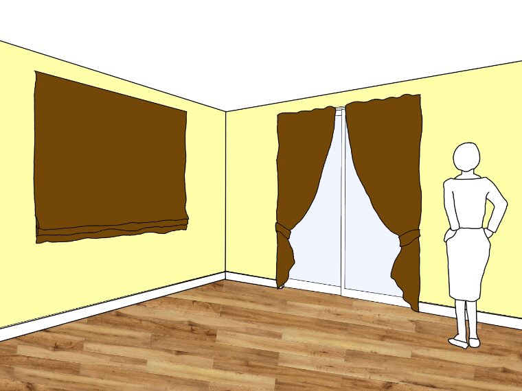 黄色の壁紙・部屋に合うカーテンの色