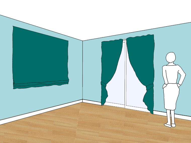 水色の壁紙・部屋に合うカーテンの色