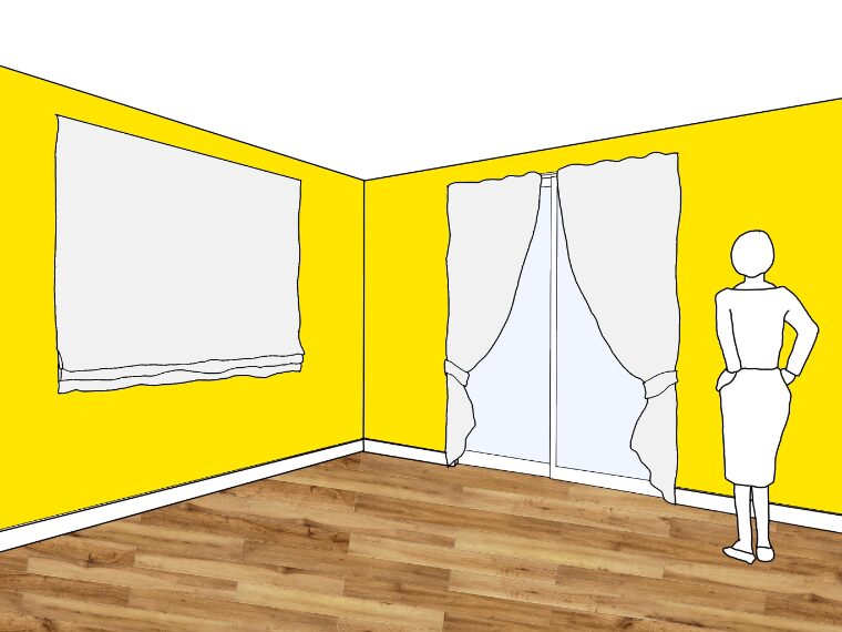 黄色の壁紙･部屋に合うカーテンの色