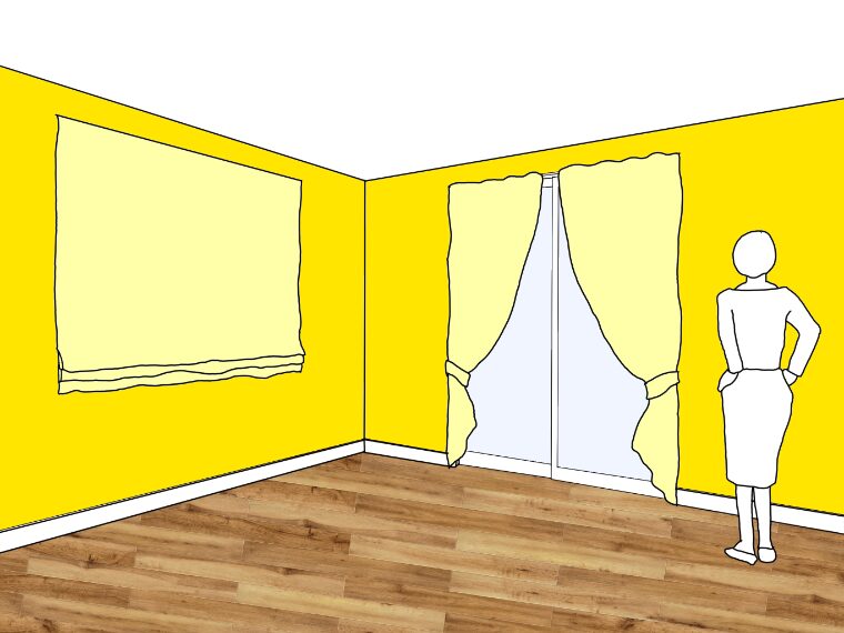 黄色の壁紙･部屋に合うカーテンの色