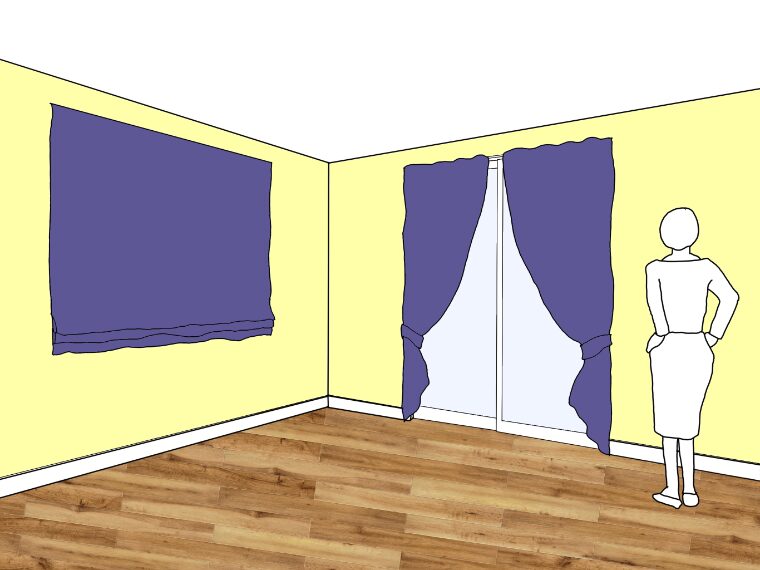 黄色の壁紙・部屋に合うカーテンの色