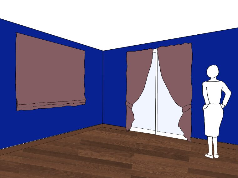 青い壁紙・部屋に合うカーテンの色