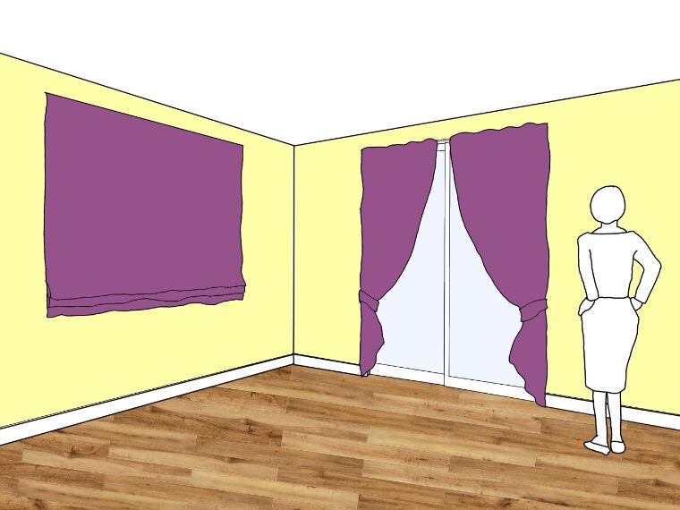 黄色の壁紙・部屋に合うカーテンの色