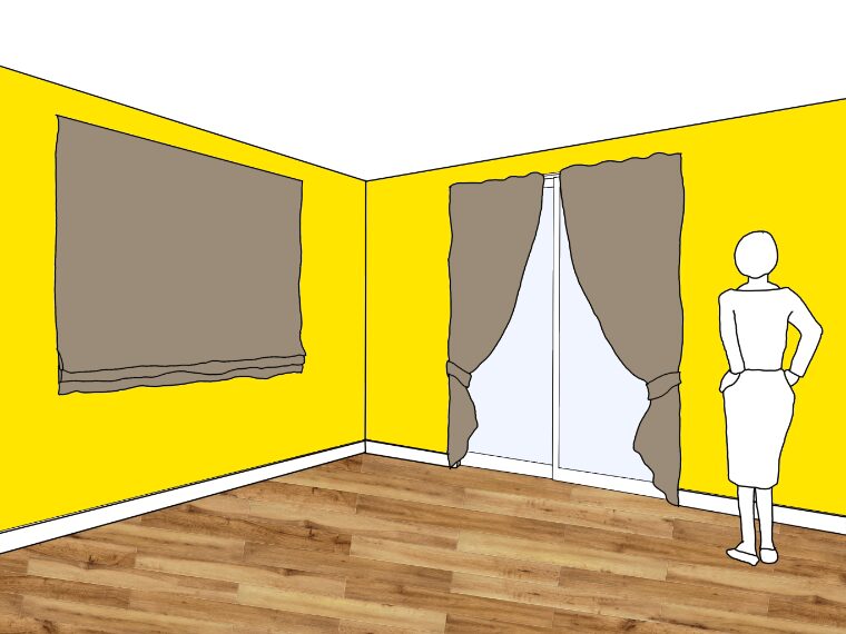 黄色の壁紙･部屋に合うカーテンの色