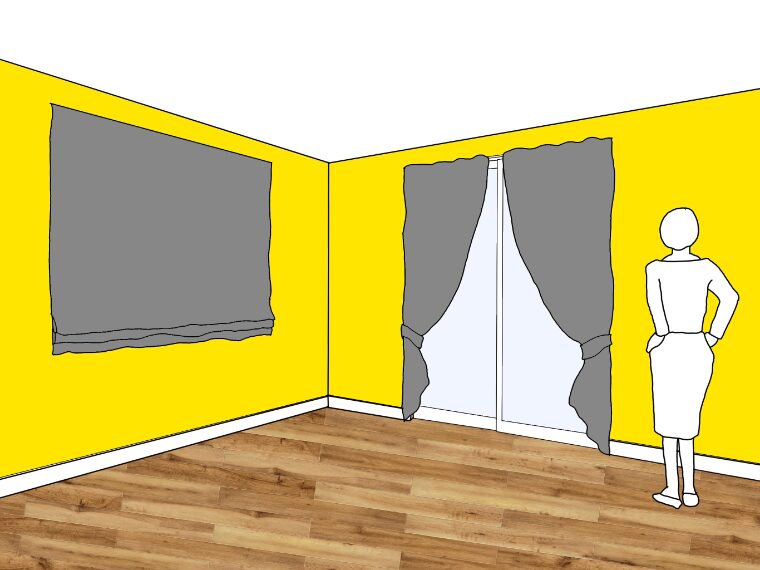 黄色の壁紙･部屋に合うカーテンの色