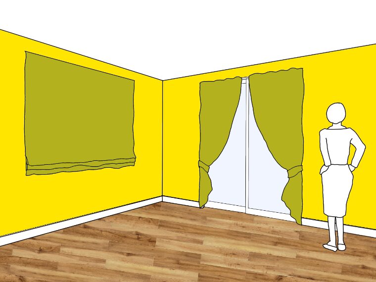 黄色の壁紙･部屋に合うカーテンの色