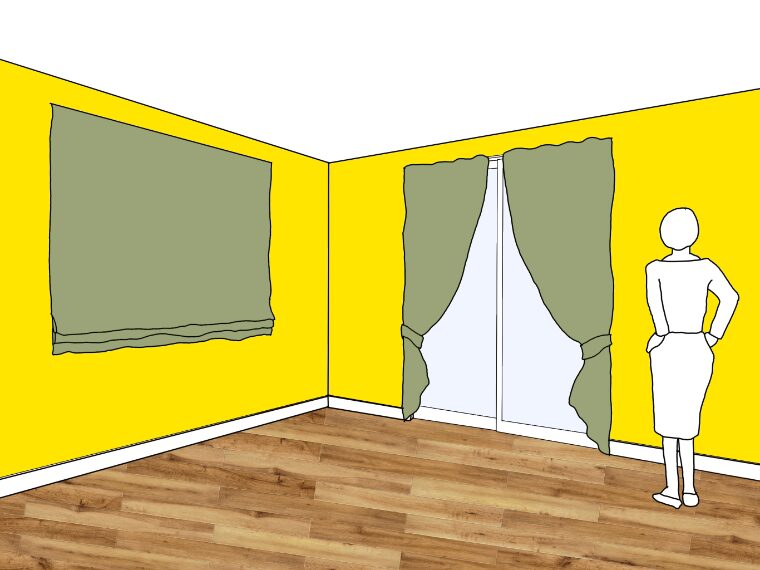 黄色の壁紙･部屋に合うカーテンの色