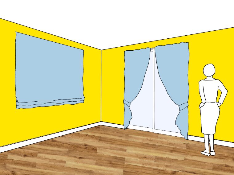 黄色の壁紙･部屋に合うカーテンの色