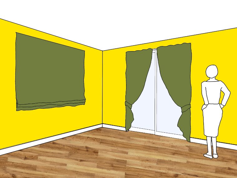 黄色の壁紙･部屋に合うカーテンの色