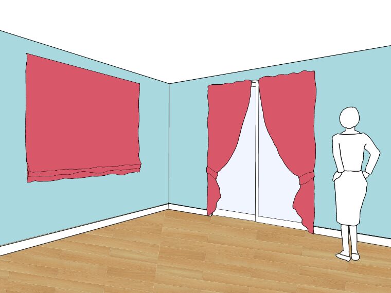 水色の壁紙・部屋に合うカーテンの色