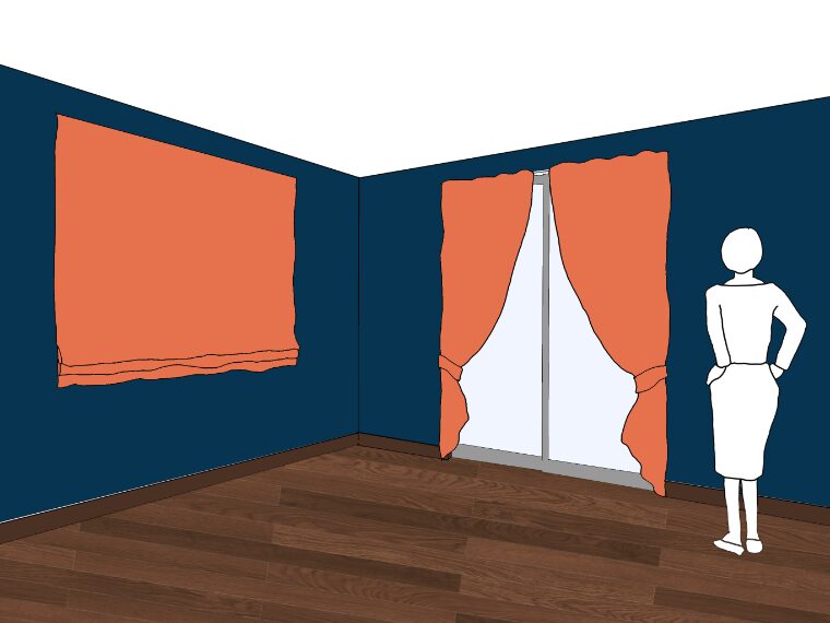 ネイビーの壁紙や部屋に合うカーテンの色