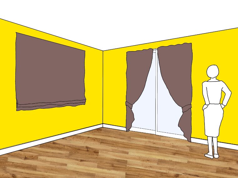 黄色の壁紙･部屋に合うカーテンの色