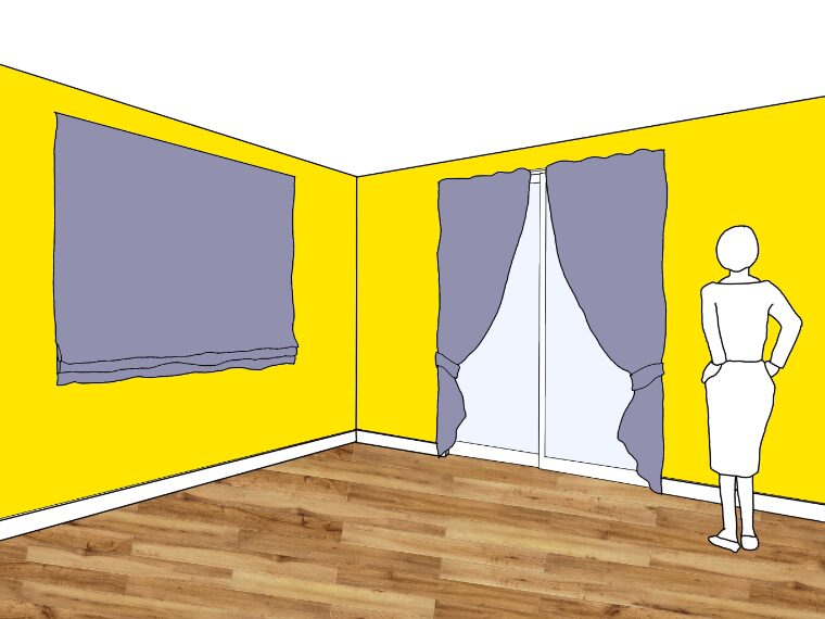 黄色の壁紙･部屋に合うカーテンの色