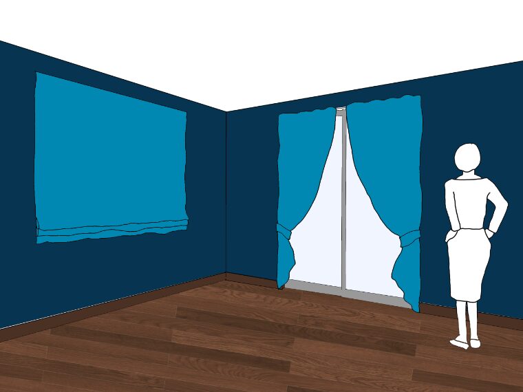 ネイビーの壁紙や部屋に合うカーテンの色