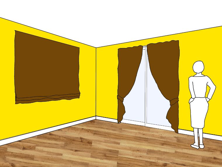 黄色の壁紙･部屋に合うカーテンの色