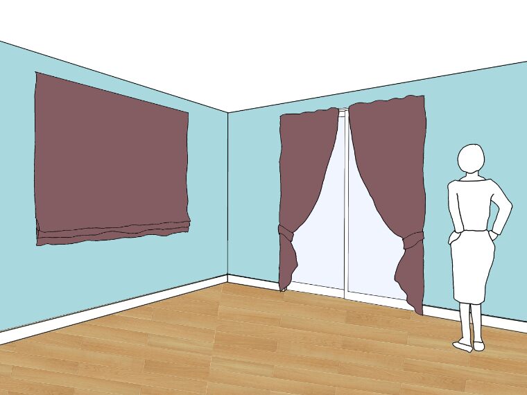 水色の壁紙・部屋に合うカーテンの色