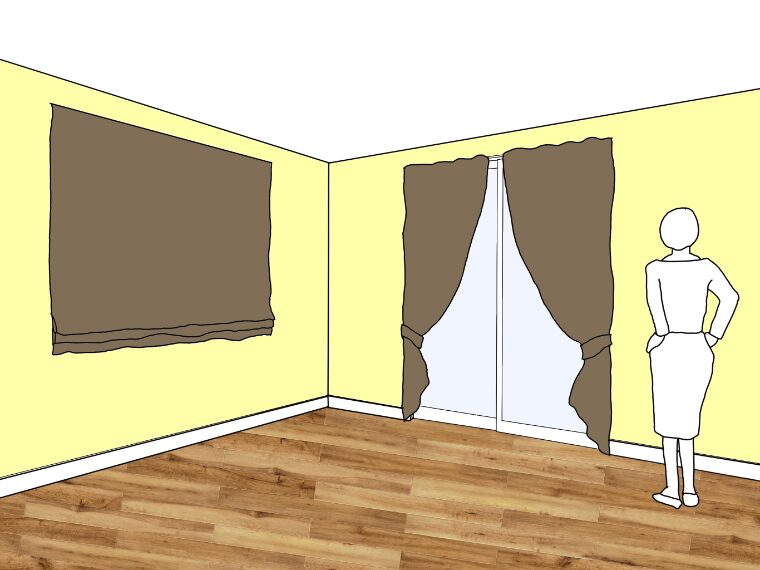 黄色の壁紙・部屋に合うカーテンの色