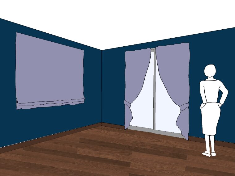 ネイビーの壁紙や部屋に合うカーテンの色