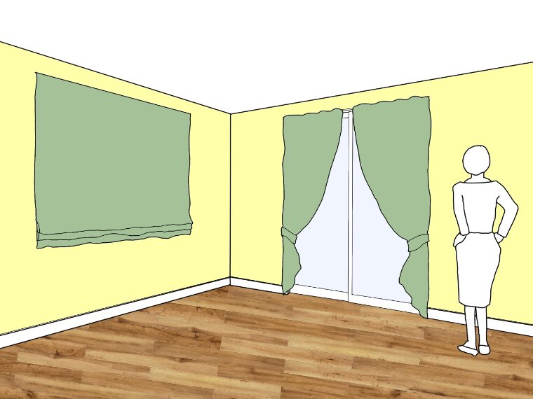 黄色の壁紙・部屋に合うカーテンの色