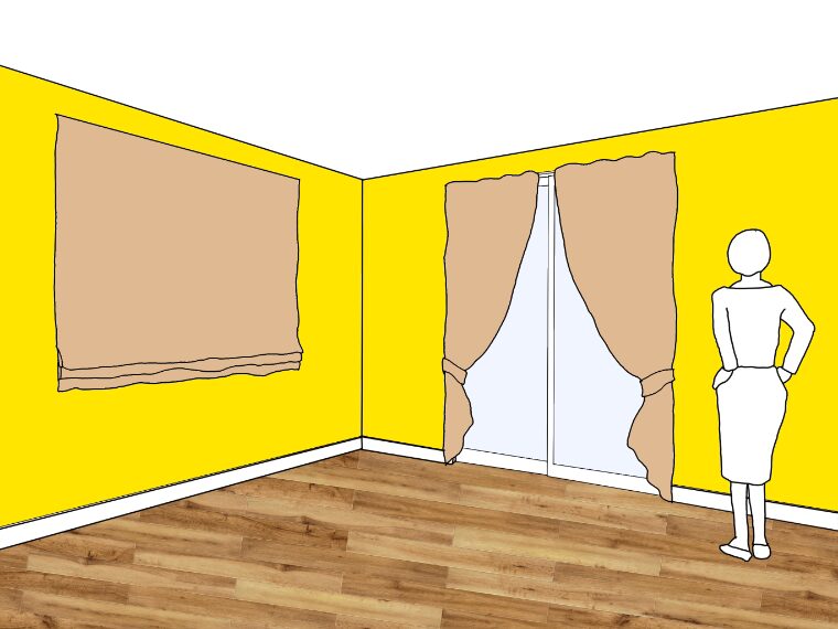 黄色の壁紙･部屋に合うカーテンの色