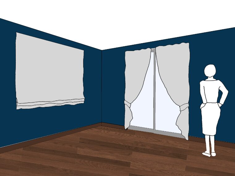 ネイビーの壁紙や部屋に合うカーテンの色