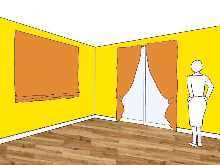 黄色の壁紙･部屋に合うカーテンの色