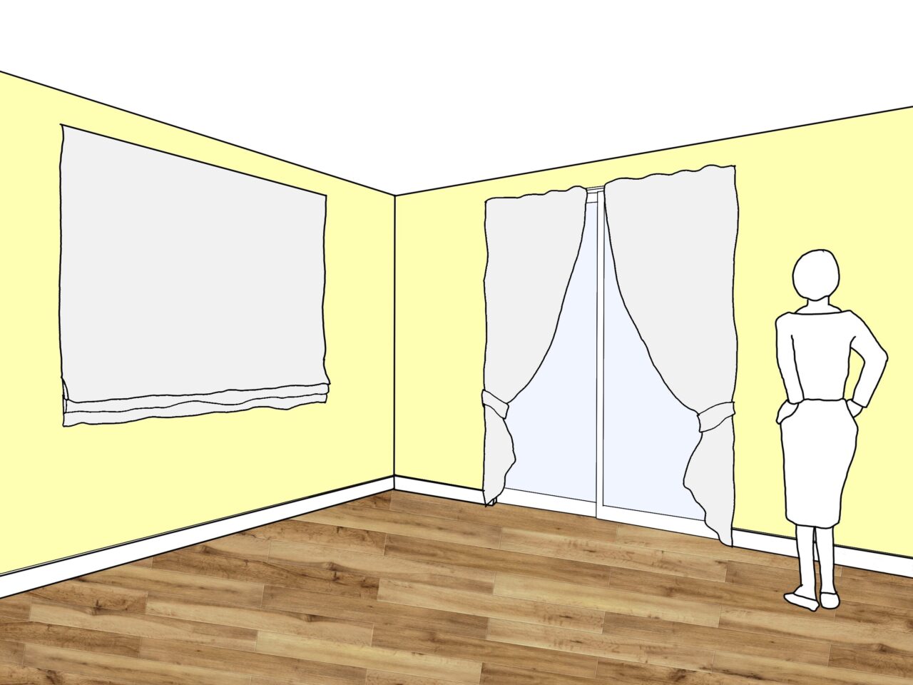 黄色の壁紙・部屋に合うカーテンの色