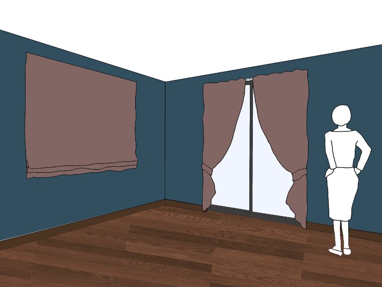 ブルーグレーの壁紙や部屋に合うカーテンの色