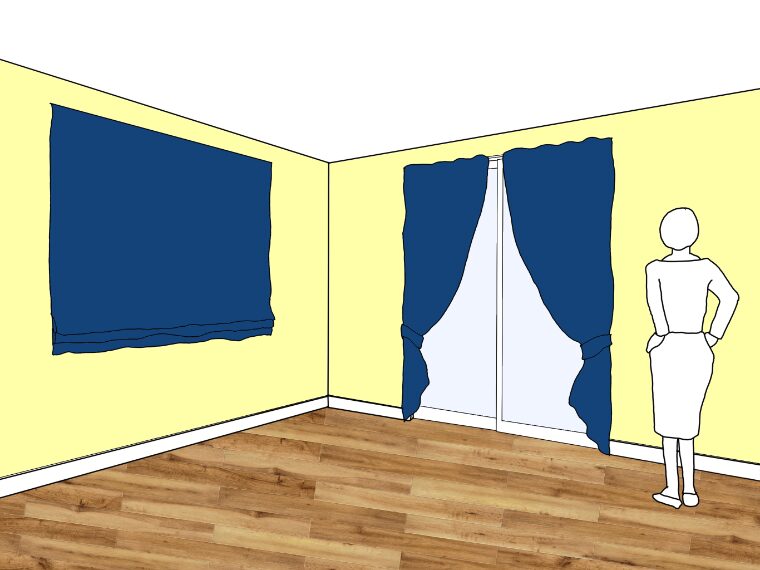 黄色の壁紙・部屋に合うカーテンの色