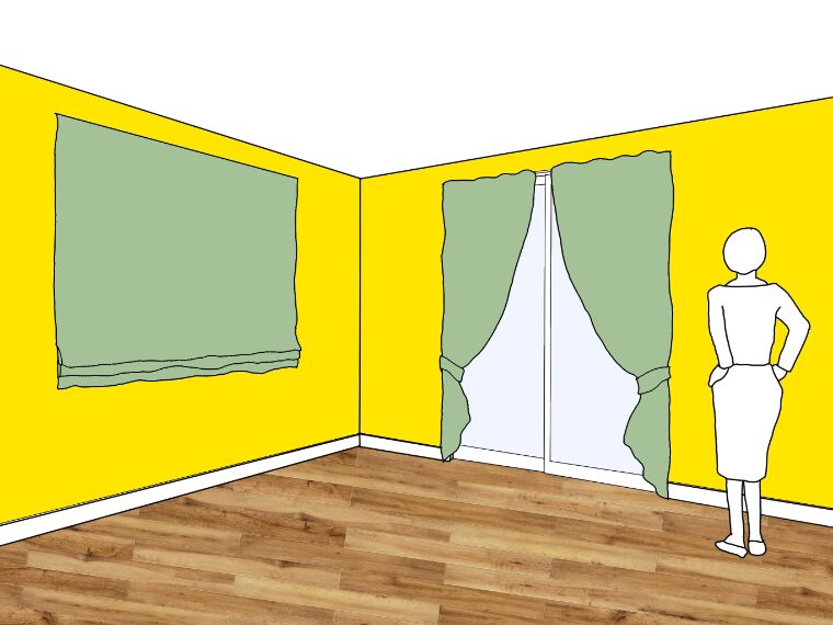 黄色の壁紙･部屋に合うカーテンの色