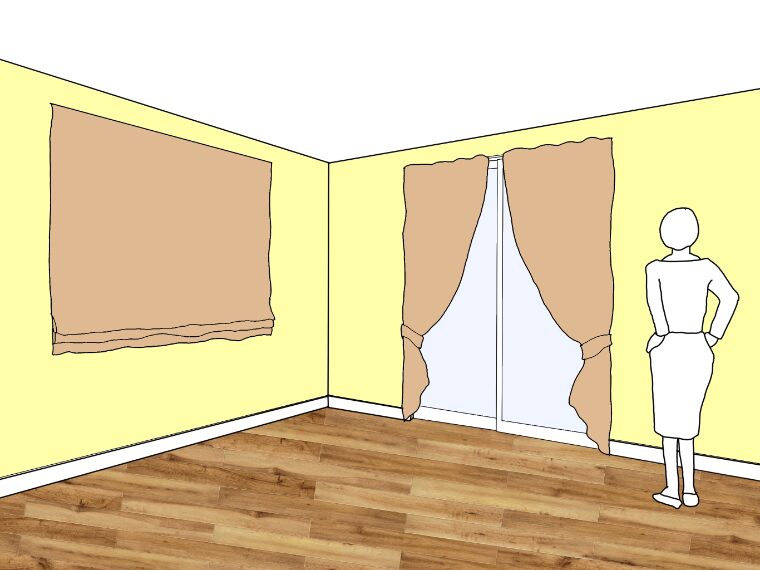 黄色の壁紙・部屋に合うカーテンの色