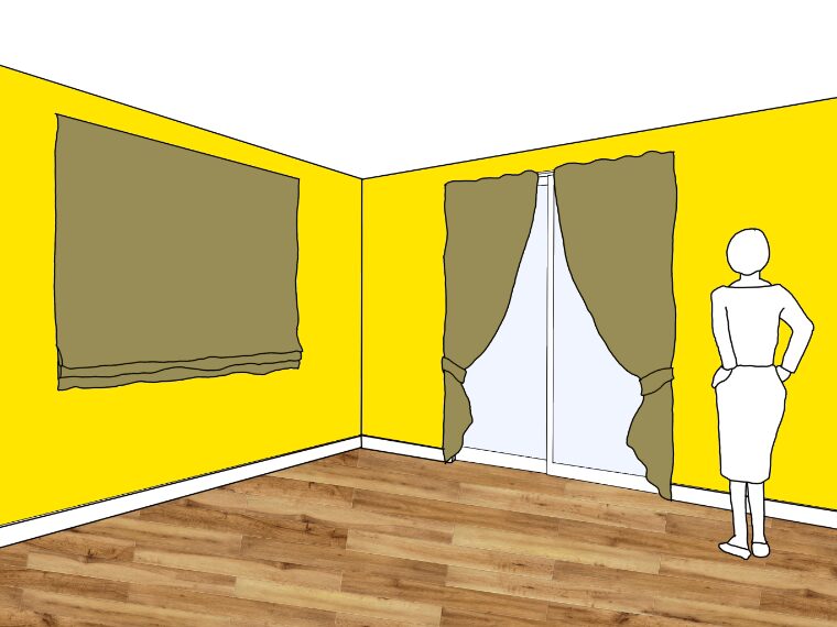 黄色の壁紙･部屋に合うカーテンの色