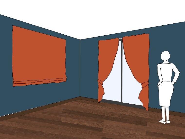 ブルーグレーの壁紙や部屋に合うカーテンの色