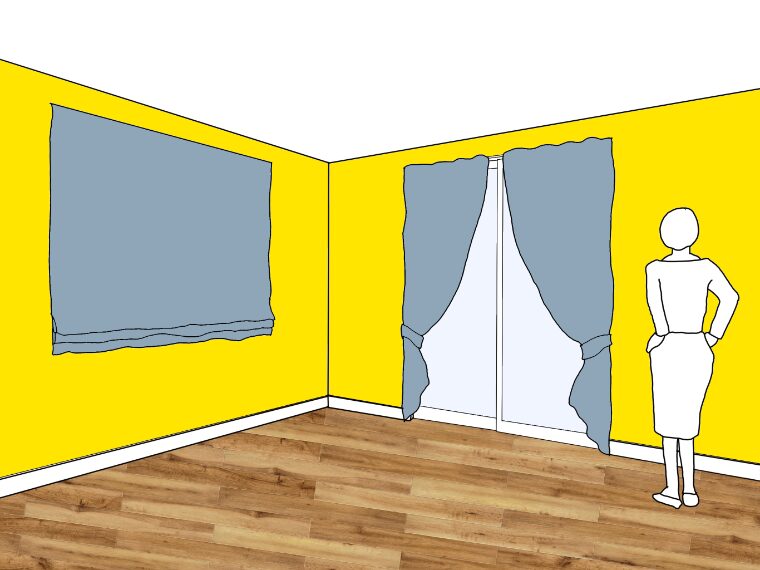 黄色の壁紙･部屋に合うカーテンの色