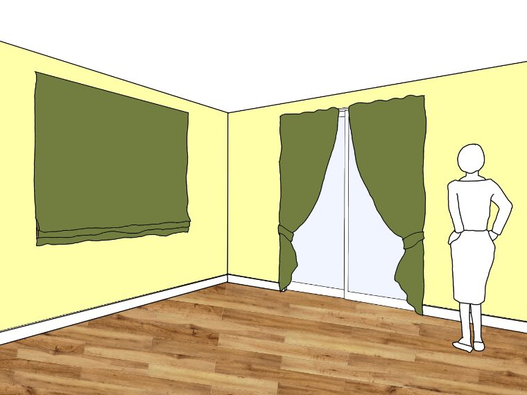 黄色の壁紙・部屋に合うカーテンの色