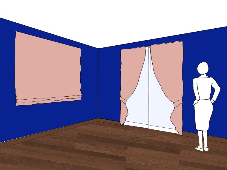 青い壁紙・部屋に合うカーテンの色