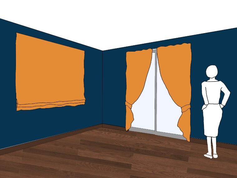 ネイビーの壁紙や部屋に合うカーテンの色