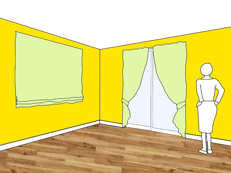 黄色の壁紙･部屋に合うカーテンの色