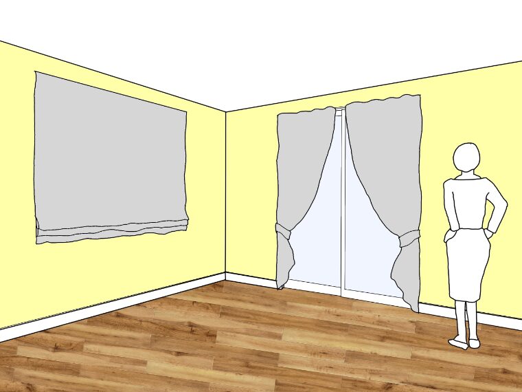 黄色の壁紙・部屋に合うカーテンの色