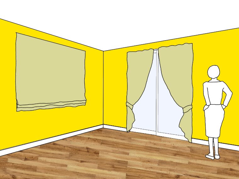 黄色の壁紙･部屋に合うカーテンの色