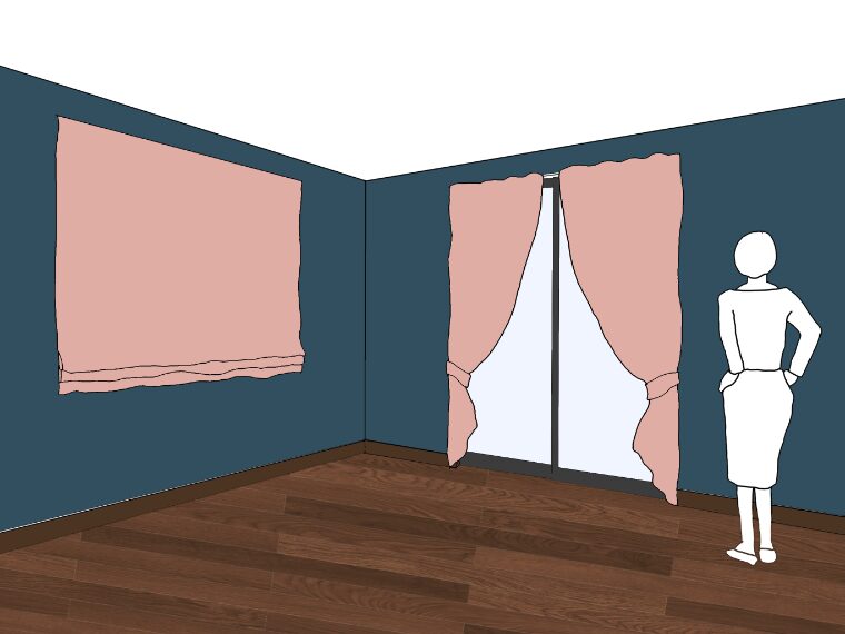 ブルーグレーの壁紙や部屋に合うカーテンの色