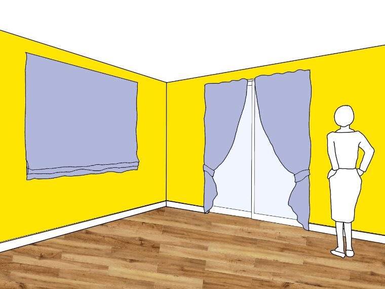 黄色の壁紙･部屋に合うカーテンの色